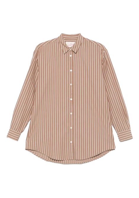 Camicia MC2 Saint Barth Brigitte donna BRIGITTE06110H Marrone righe bianche carrè logo stampa MC2 SAINT BARTH | Camicie | BRIGITTE06110H1810